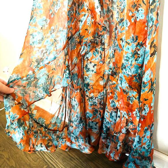 Caroline Constas Vivian Asymmetric Ruffled Floral Silk Chiffon Dress size Medium - Picture 11 of 16